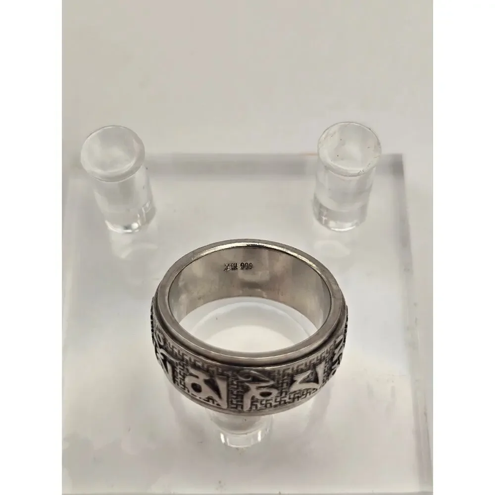 Spinner Mantra Ring 10mm Wide Silver Rotating Band